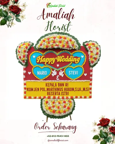 Karangan Papan Bunga Pernikahan di Pesayangan